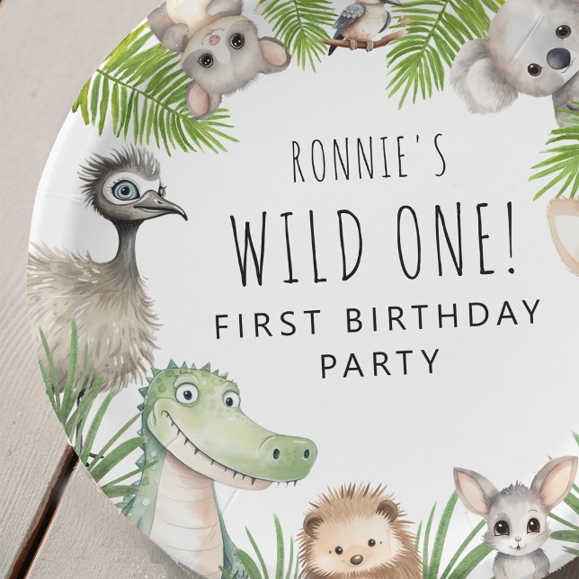 Wild One! Aussie Animal Birthday Party Paper Plates (Creator Uploaded)