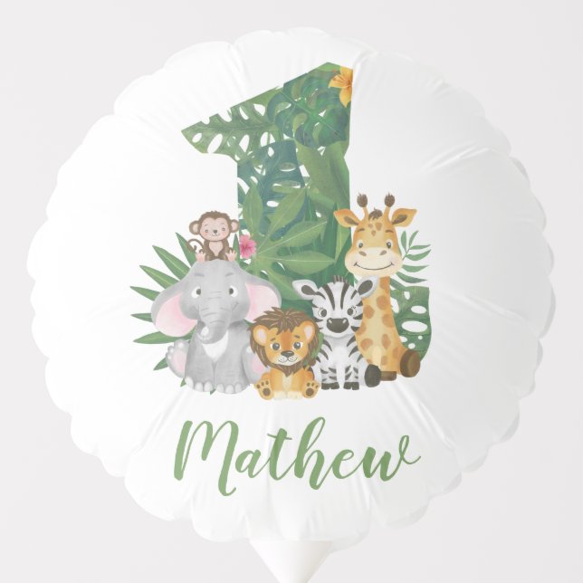 Wild One Baby 1st Birthday Jungle Safari Baby Balloon (Front)
