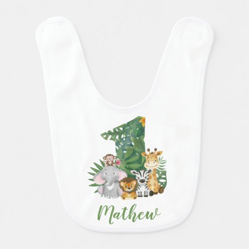 Wild One Baby 1st Birthday Jungle Safari Baby Bib