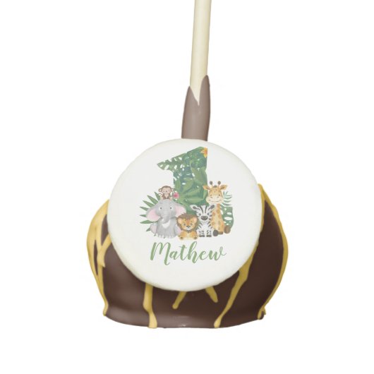 Wild One Baby 1st Birthday Jungle Safari Baby Cake Pops (Front)