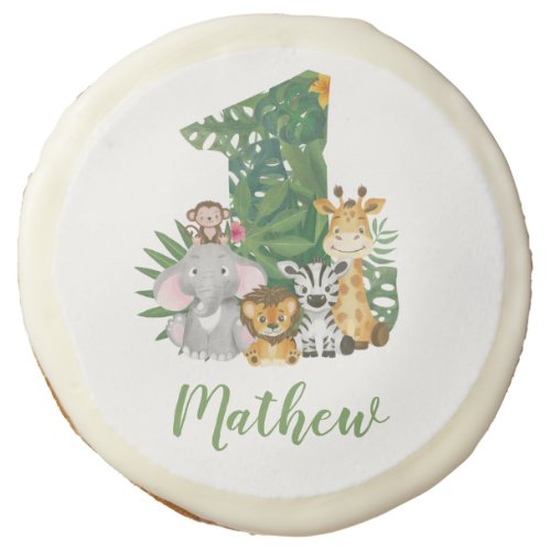 Wild One Baby 1st Birthday Jungle Safari Baby Sugar Cookie