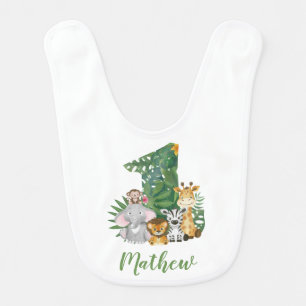 Wild One Baby 1st Birthday Jungle Safari Bib
