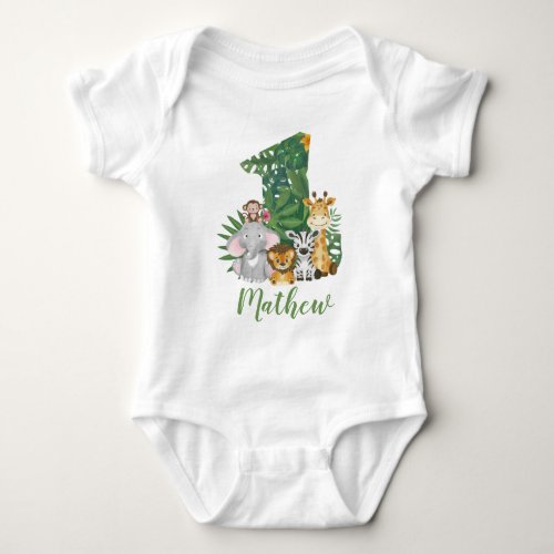 Wild One Baby 1st Birthday Jungle Safari T_shirt Baby Bodysuit