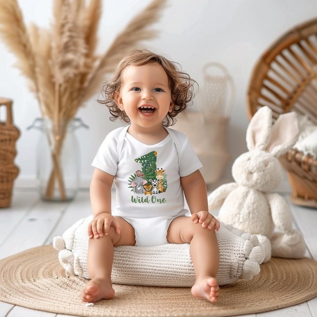 Wild One Baby 1st Birthday Jungle Safari T-shirt Baby Bodysuit (Creator Uploaded)