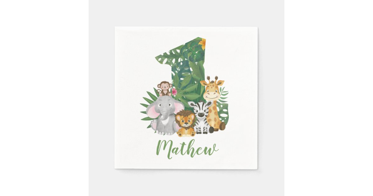 Wild One Baby 1st Birthday Jungle Safari T-shirt Napkins | Zazzle