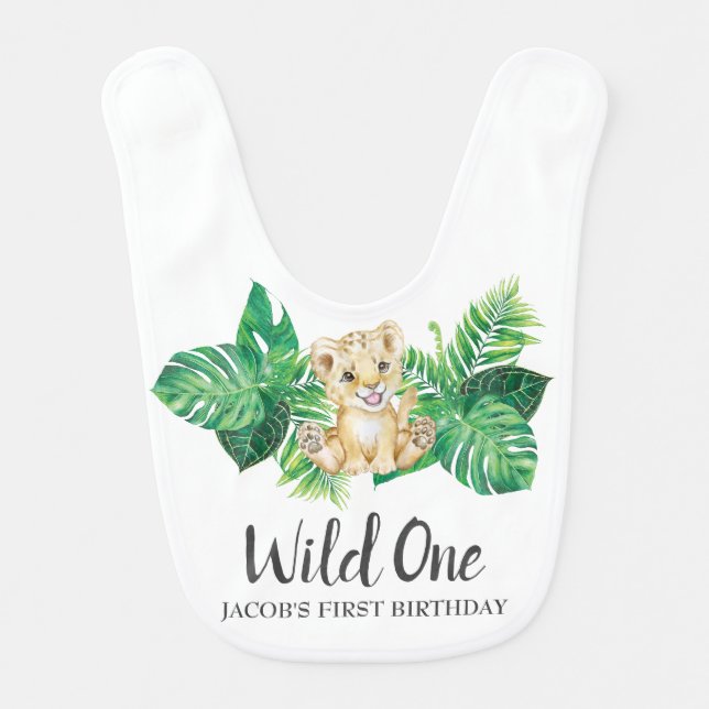 Wild one baby boy 1st birthday Baby Bib (Front)
