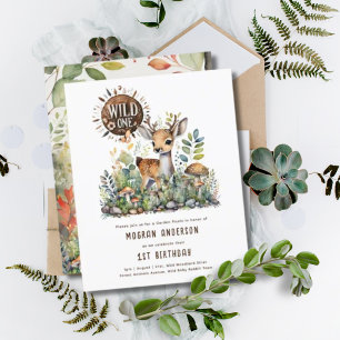 Wild One Baby Deer Woodland Animals 1st Birthday