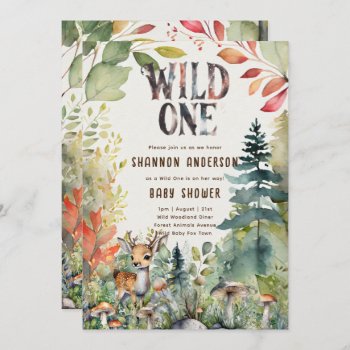 Wild One Baby Deer Woodland Animals Rustic Invitation by _LeahG_ at Zazzle