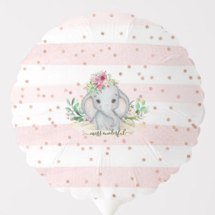 Wild One - Baby Elephant and Flowers 1st Birthday Balloon