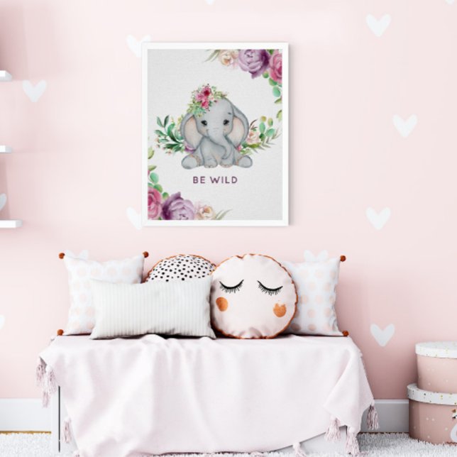 Wild One - Baby Elephant and Flowers Poster (Creator Uploaded)
