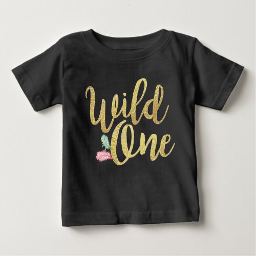 Wild One Baby First birthday Girl bodysuit T_Shirt