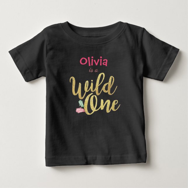 Wild one Baby First birthday Girl bodysuit T-Shirt (Front)