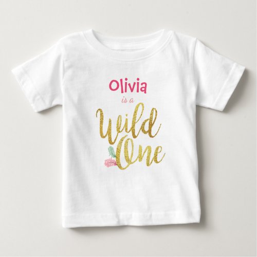 Wild one Baby First birthday Girl bodysuit T_Shirt