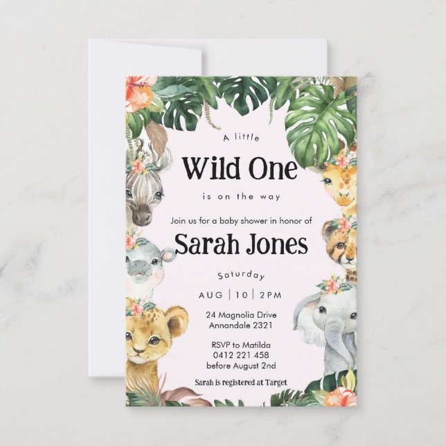 Wild One Baby Girl Baby Shower  Invitation (Front)