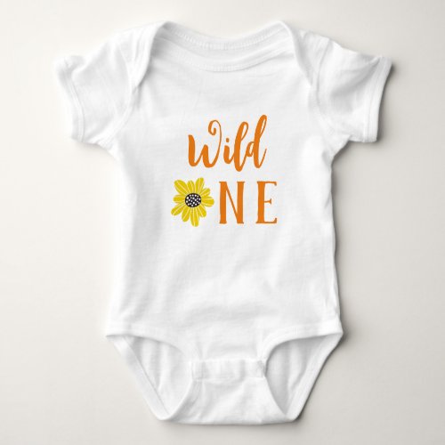 Wild ONE baby grow 1st birthday wildflower  Baby Bodysuit
