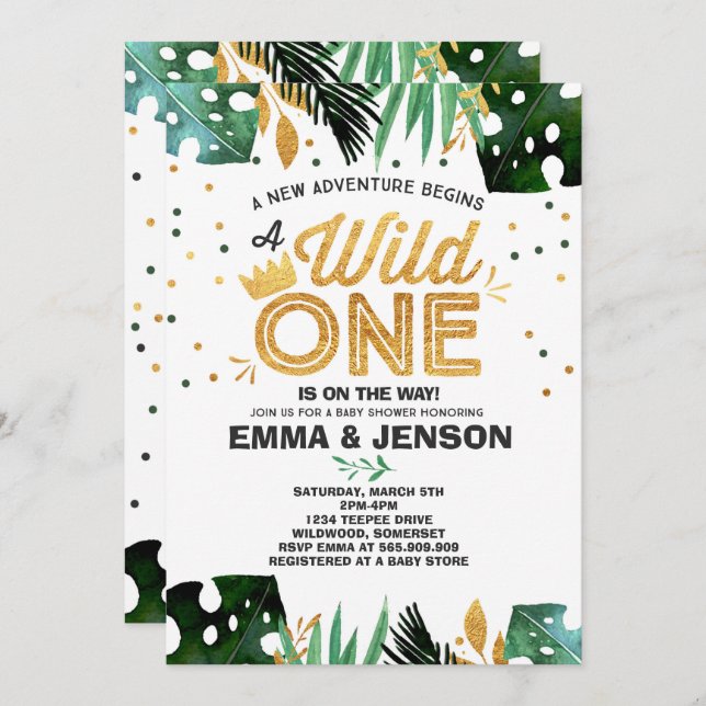 Wild One Baby Shower Invitation Adventure Shower (Front/Back)