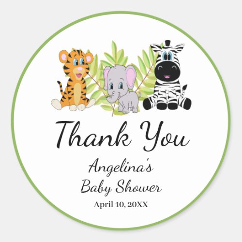Wild One Baby Shower Safari Jungle Thank You  Classic Round Sticker