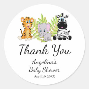 Wild One Baby Shower Safari Jungle Thank You Classic Round Sticker