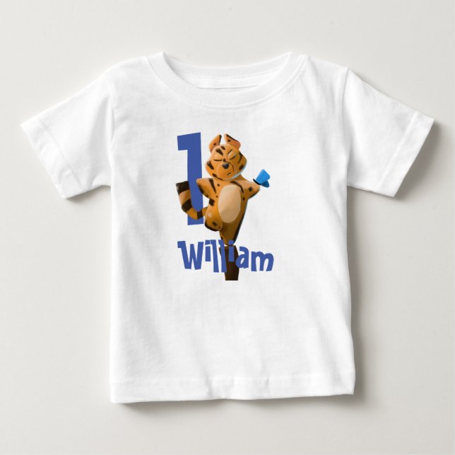 Wild One Baby Tiger 1st Birthday Buffalo Plaid  T-Shirt (Front)