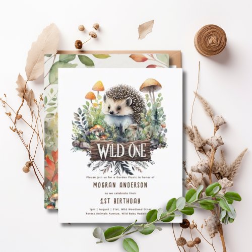 Wild One Baby Woodland Animals Hedgehog Rustic