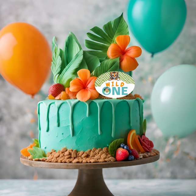 Wild ONE Baby's 1st Birthday -Tiger with Pictures Cake Topper (Creator Uploaded)