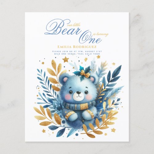 Wild One Bear 1st Birthday (or EDIT AGE) Teal Gold