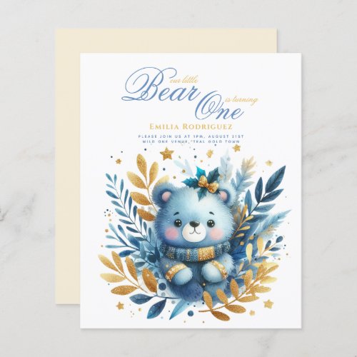 Wild One Bear 1st Birthday or EDIT AGE Teal Gold
