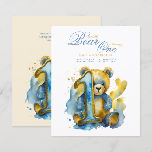 Wild One Bear 1st Birthday (or EDIT AGE) Teal Gold