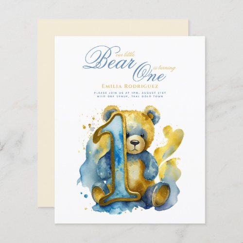 Wild One Bear 1st Birthday or EDIT AGE Teal Gold