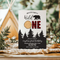 Wild One Bear Buffalo Plaid First Birthday