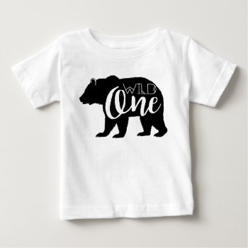 Wild One Bear | First Birthday Party Baby T-shirt by RedefinedDesigns at Zazzle