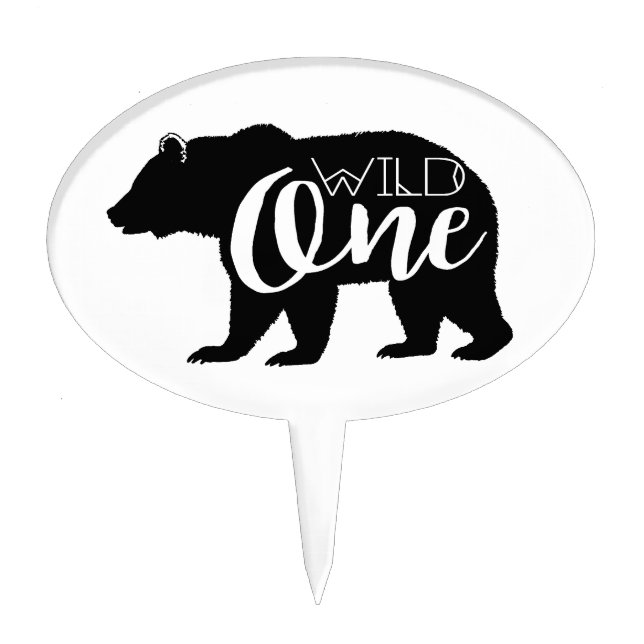 Wild One Bear | First Birthday Party Cake Topper (Front)