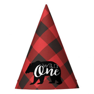 Wild One Bear | Flannel First Birthday Party Hat