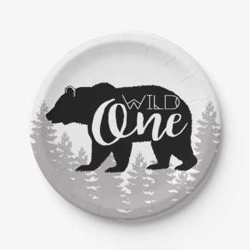 Wild One Bear | Forest | First Birthday Paper Plates by RedefinedDesigns at Zazzle
