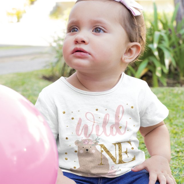 Wild One Bear - Personalized Glitter Baby T-Shirt (Creator Uploaded)
