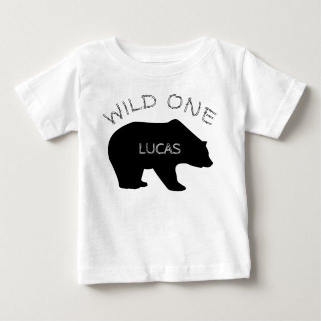 Wild One Bear Woodland 1st Birthday Baby T-Shirt (Front)
