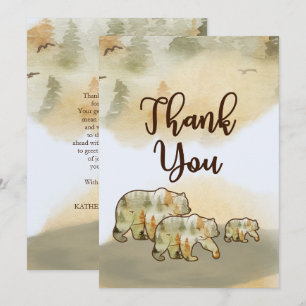 Wild One Bears Woodland Baby Shower Thank You Card