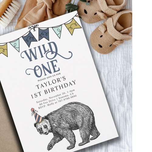 Wild One Birthday  1st Birthday Invitation