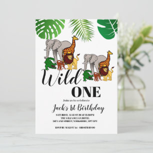 Wild One Birthday 1st birthday Jungle Safari Invi Invitation