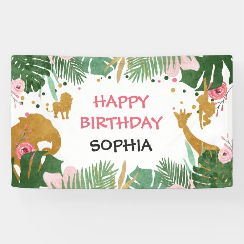 Wild one birthday banner Safari Jungle Animals