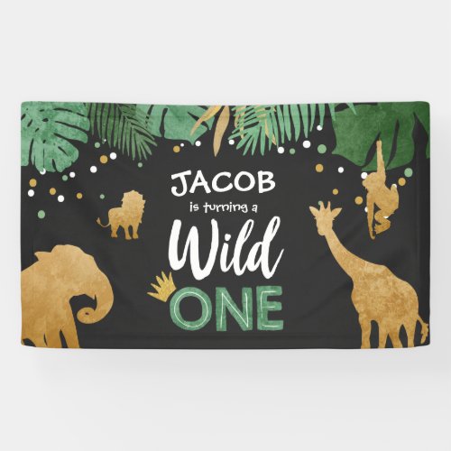 Wild one birthday banner Safari Jungle Animals