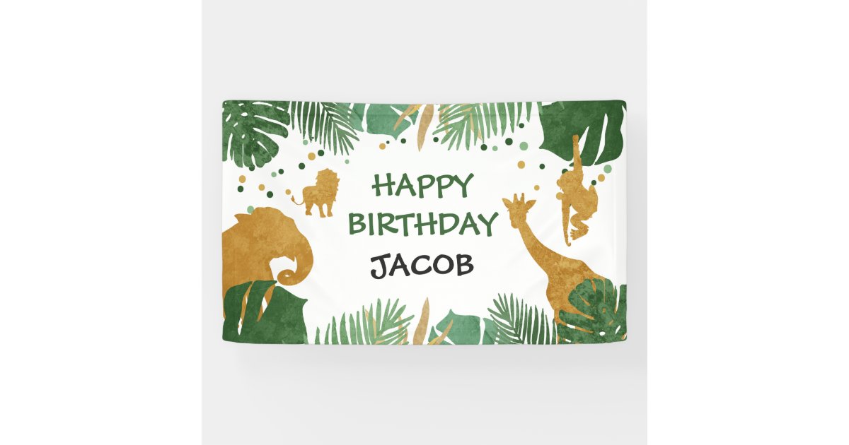 Wild one birthday banner Safari Jungle Animals | Zazzle