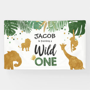 Wild one birthday banner Safari Jungle Animals
