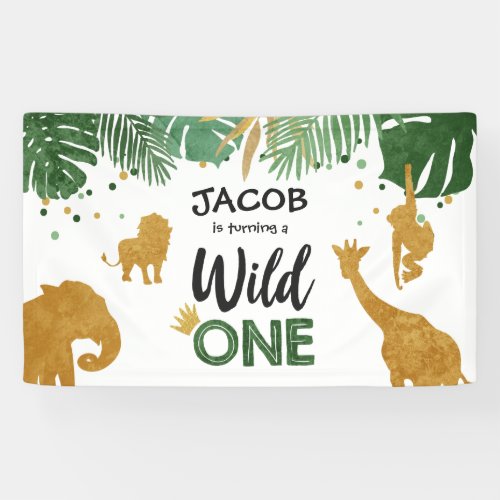 Wild one birthday banner Safari Jungle Animals