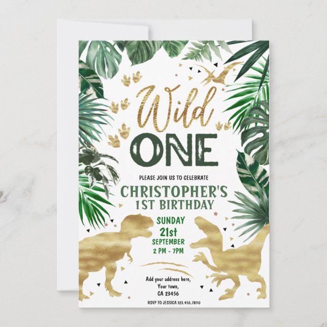 Wild One Birthday Boy Dinosaur  Invitation (Front)