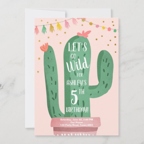 Wild One Birthday Cactus Fiesta Lets Go Wild Invitation