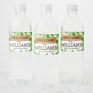 Wild One Birthday Favor Safari Jungle Water Label