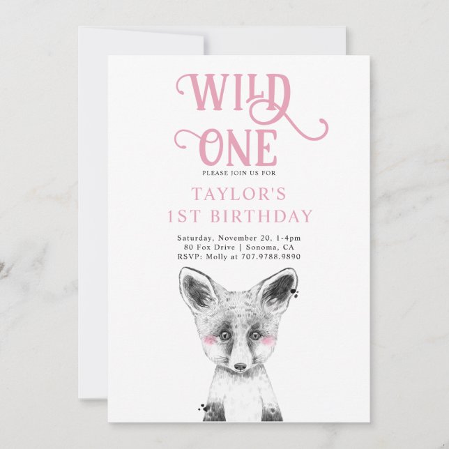 Wild One Birthday | Girl 1st Birthday Invitation (Front)