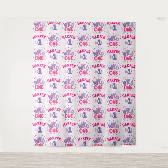 Wild One Birthday Girl Party Backdrop (Front)