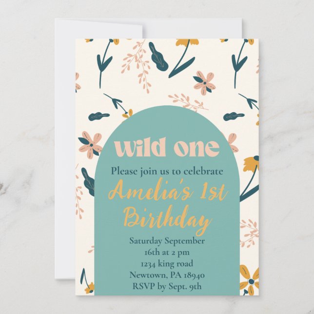 wild one birthday invitation (Front)